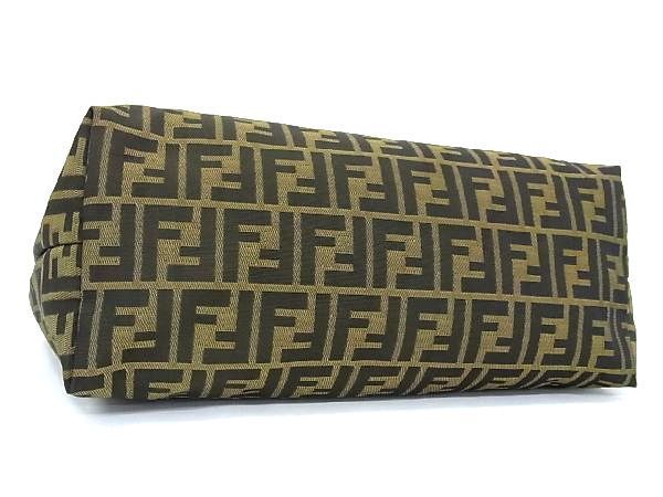 1円 FENDI フェンディ ズッカ柄 ナイロンキャンバス×レザー トート
