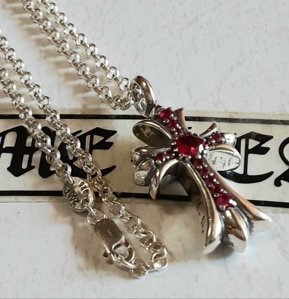 【新作，お買い得】 CHROME HEARTS/クロムハーツ タイニー ファット クロスチャーム パヴェルビー/ロールチェーン 2点セット/ 加工(ペンダントネックレス)｜売買されたオークション情報、yahooの商品情報をアーカイ ペンダントネックレス