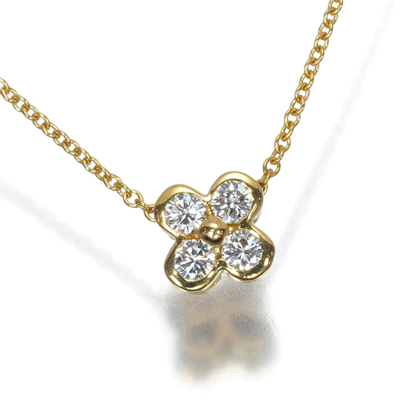ティファニー ダイヤ ネックレス フラワー ダイヤモンド Tiffany &amp; Co. ペーパーフラワー ペンダント TIFFANY エンチャント Co （美品）ティファニー K18YG&frasl;WG オープンフラワー