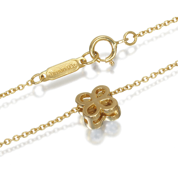 ティファニー ダイヤ ネックレス フラワー ダイヤモンド Tiffany &amp; Co. ペーパーフラワー ペンダント TIFFANY エンチャント Co （美品）ティファニー K18YG&frasl;WG オープンフラワー