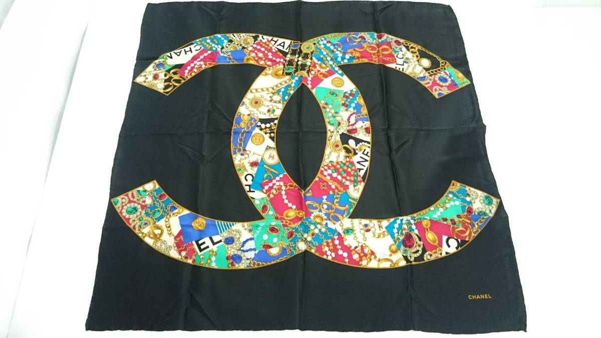 美品】CHANEL シャネル グリポア ココマーク 大判 シルクスカーフ/約87 