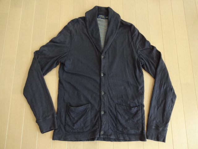 送料520円■ラルフローレン ショールカラー コットンカーディガン 紺 日本サイズM相当■POLO RALPH LAUREN ポロ ブルゾン ジャケット 古着