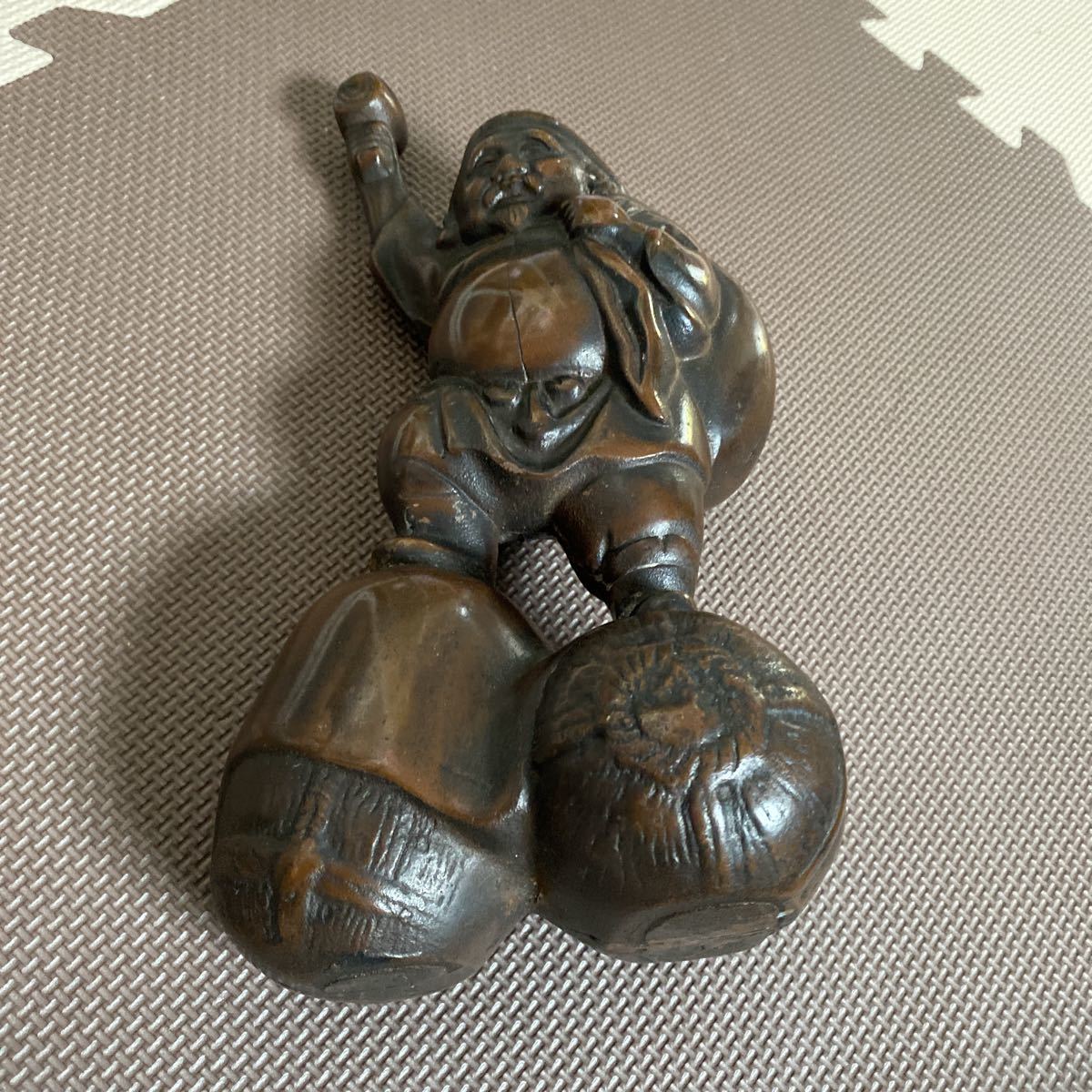 縁起物 七福神 大黒天 置物 開運 大黒様 大黒天像 鉄鋳物製 ニ俵大黒