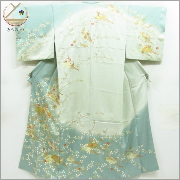 本物保証，新品 着物10 1円 絹 訪問着 金駒刺繍 金彩 扇 菊 萩 グラデーション 袷 身丈162cm 裄68cm 同梱可(仕立て上がり)｜売買されたオークション情報、yahooの商品情報をアーカイブ公開 - オークファン 仕立て上がり