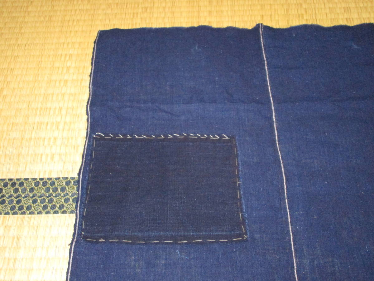 昔古布】大正期頃 厚手の 藍染木綿 襤褸BORO 3幅半 (長180