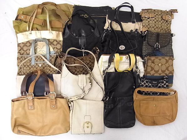 1円 COACH コーチ シグネチャー キャンバス レザー 等 トートバッグ ハンドバッグ ショルダーバッグ 20点セット まとめ売り CA2930クZ