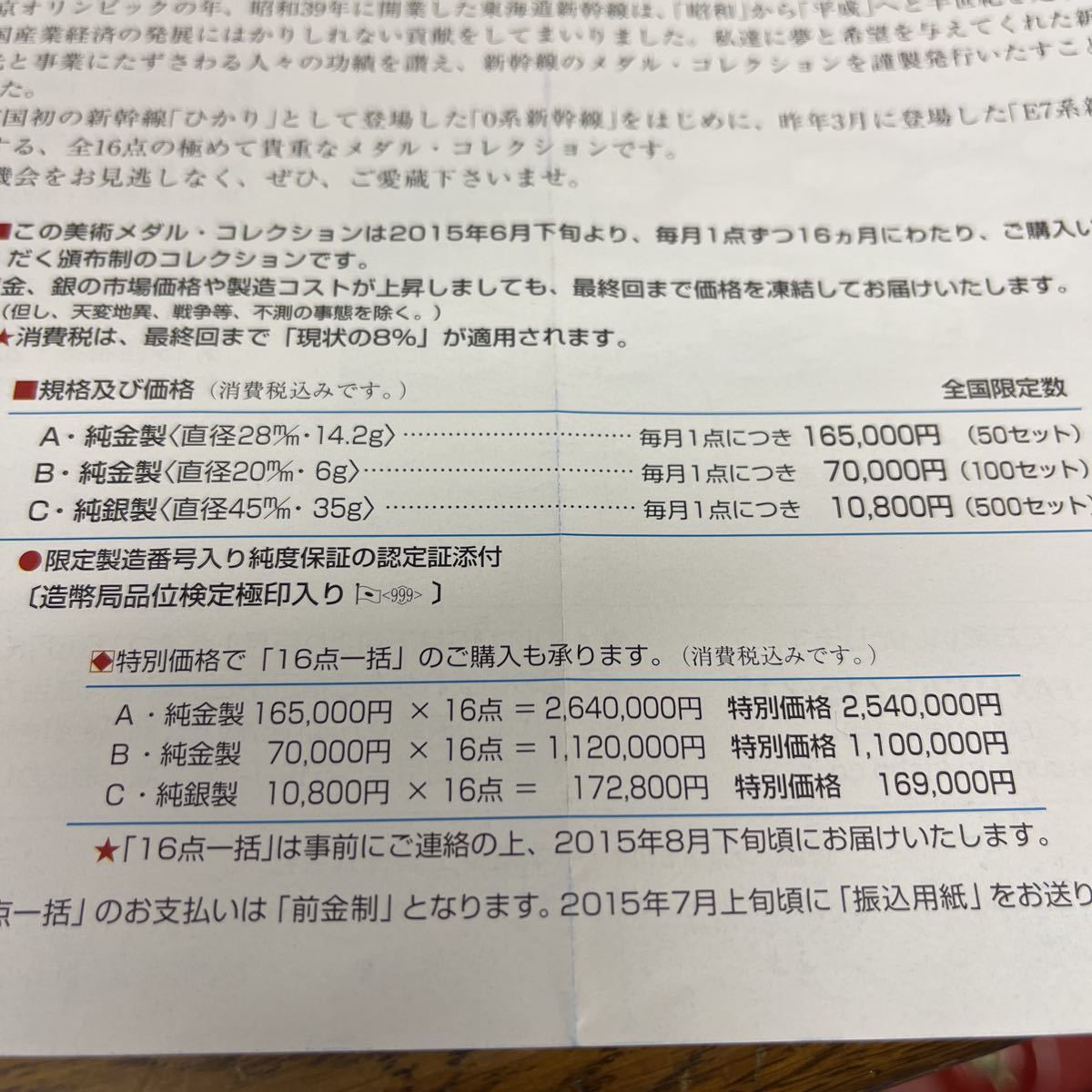 松本徴章工業 純銀製 新幹線 メダル 栄光の新幹線16種 北海道 北陸
