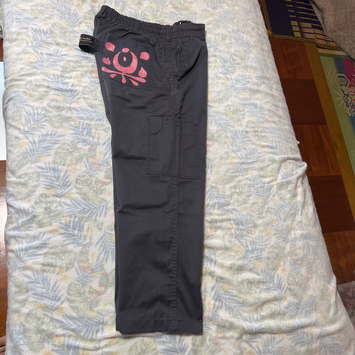 EVISU PARIS カーゴパンツ グレー 道楽ピンクペンキ入り Size M 