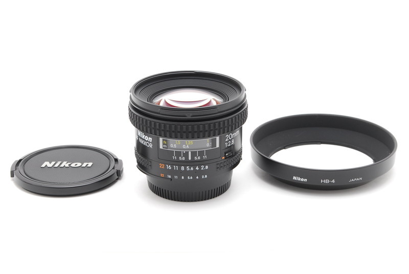 Nikon AF Nikkor 20mm F2.8 レンズ　フード付き　HB-4 ランクA】 ニコン Nikon AF NIKKOR 20mm F2.8 レンズフード付き