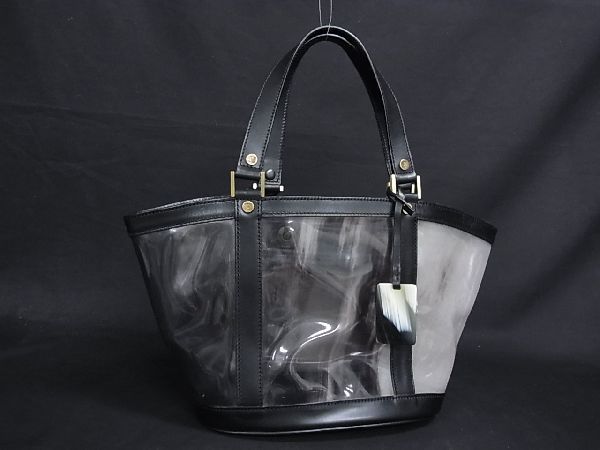 1円 CELINE セリーヌ PVC×レザー ポーチ付きハンドバッグ トート 