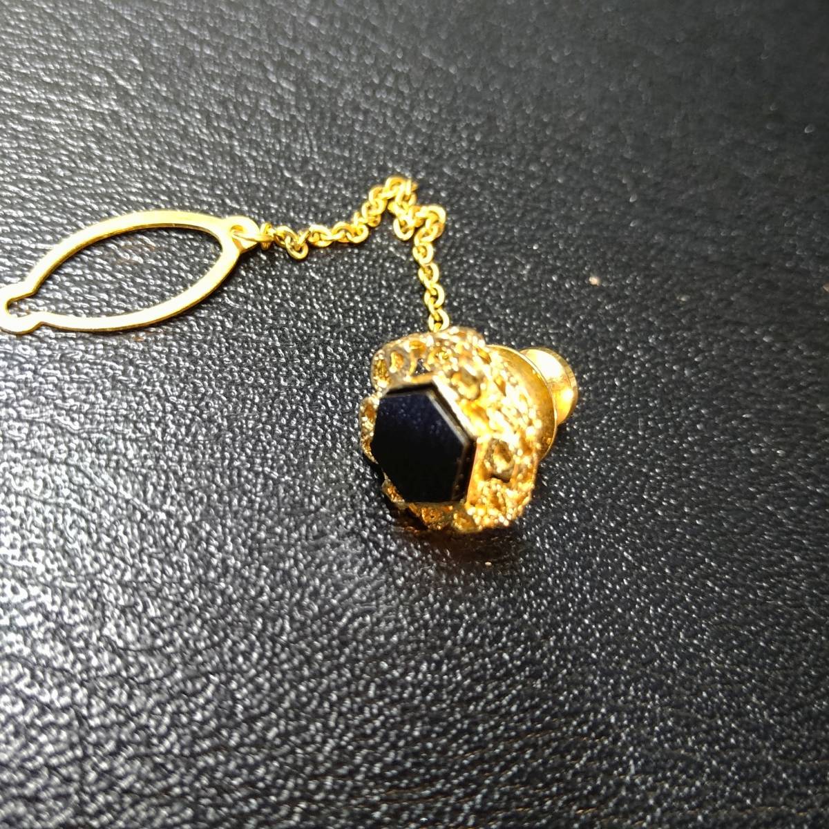 オニキス 18K タイピン ヴィンテージ K18 オニキス タイピン 新品未使用品 オニキス ネクタイピン BVLGARI