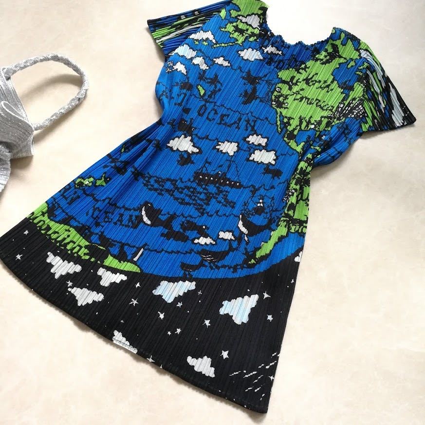 イッセイミヤケ プリーツプリーズ PLEATS PLEASE World Map Shirt Top