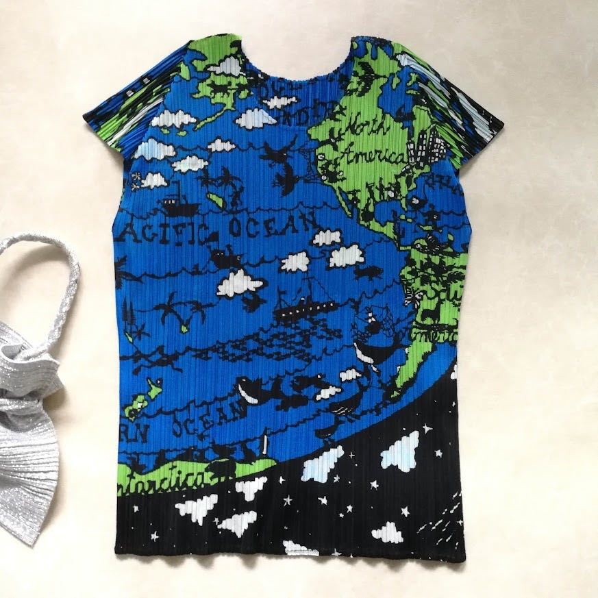 イッセイミヤケ プリーツプリーズ PLEATS PLEASE World Map Shirt Top