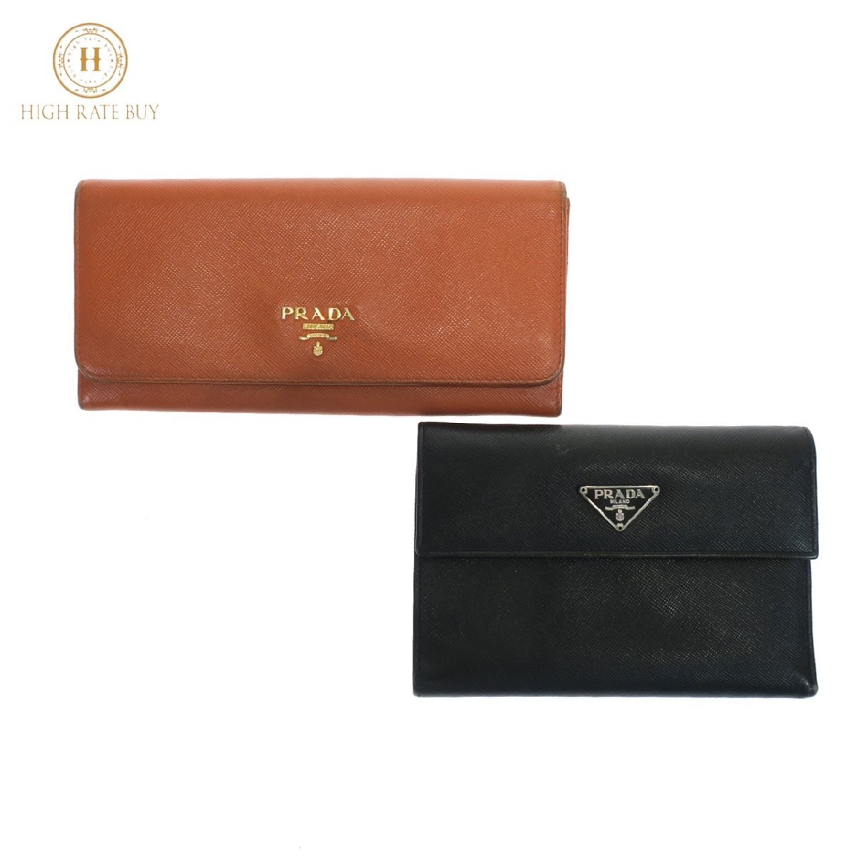 1円スタート 財布 まとめ2点セット PRADA プラダ 二つ折り長財布 三 