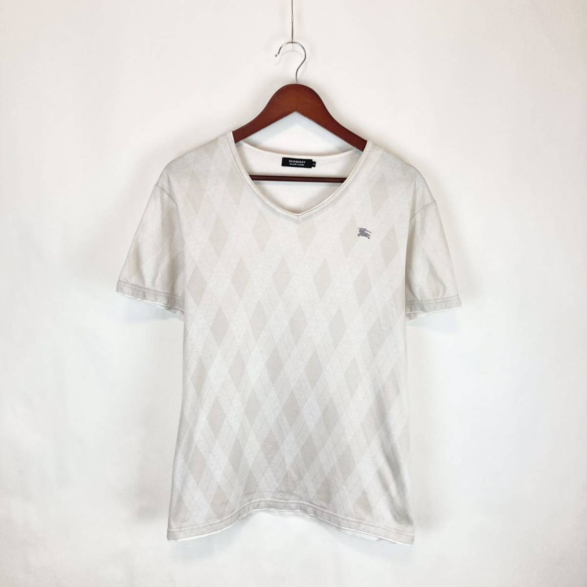 大得価，最新作 大きいサイズ BURBERRY バーバリー 吸水速乾 メンズ 長袖 カットソー Tシャツ トップス Vネック ホワイト 白色 ベージュ 3 Lサイズ相当(トップス)｜売買されたオークション情報、yahooの商品情報 男性用