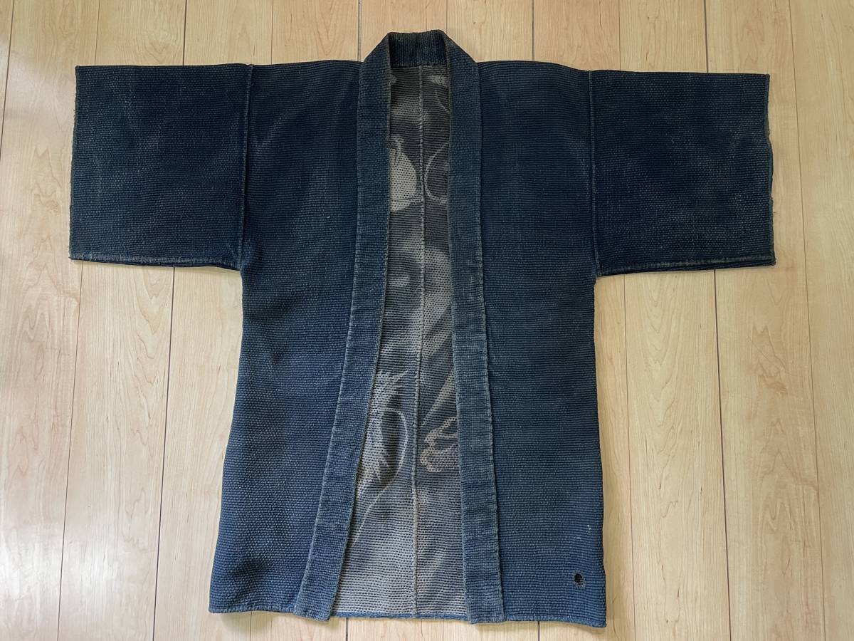 時代 刺子 龍図 半纏 古布 藍染 火消し リメイク 襤褸 boro(一般 