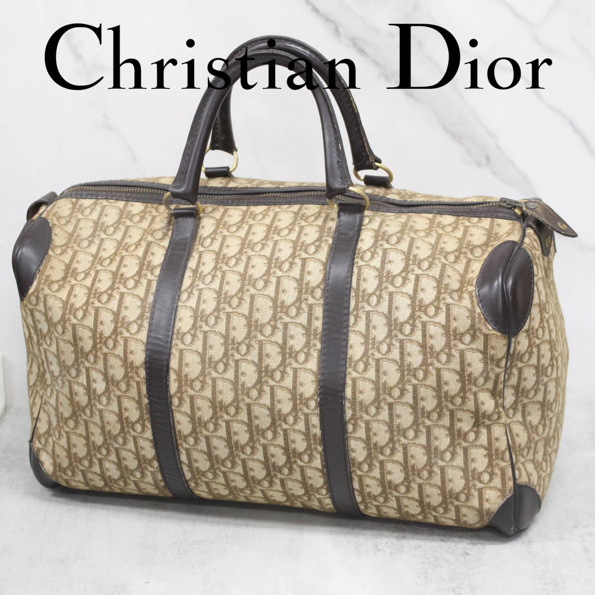 S770)Christian Dior トロッター ボストンバッグ ブラウン系 