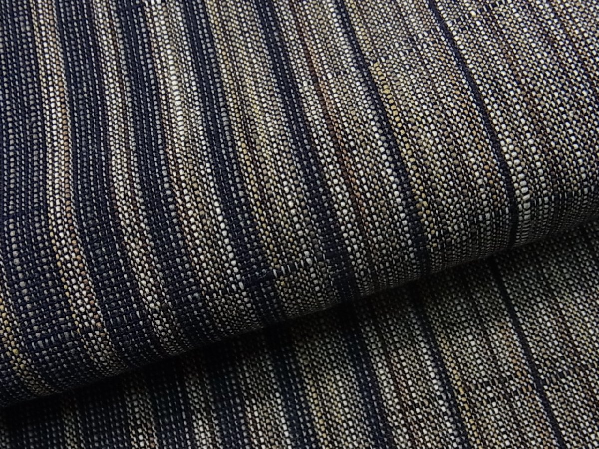 平和屋着物■上質な紬　単衣　縞　綿　逸品　vp2378 逸品 単衣 正絹 アンサンブル 紬 AABF5421fy