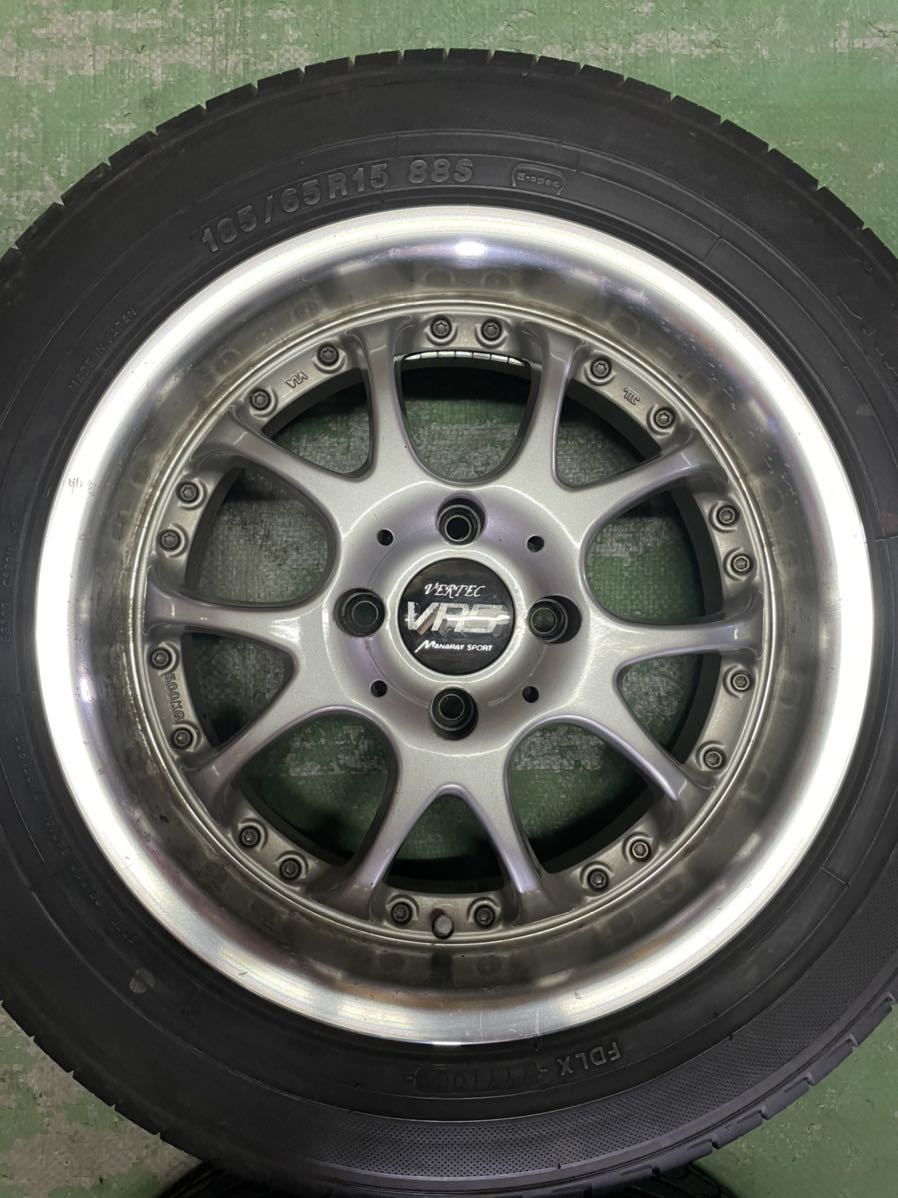マナレイ VR5 VERTEC 15インチ 4穴 PCD100 6.5J オフセット35 タイヤ 
