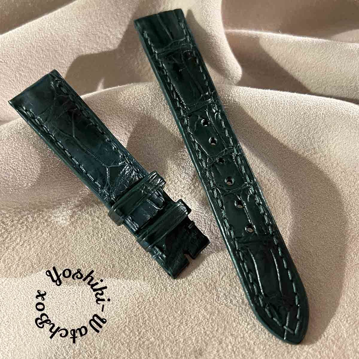 cro-1055 クロコダイル レザー 腕時計 ベルト グリーン ラグ幅18 mm 