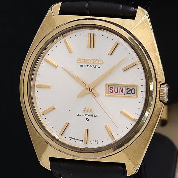 稼働 SEIKO LM 自動巻き カットガラス デイデイト メンズ 腕時計 1円☆稼働☆【セイコー】LM/ロードマチック 5606-7000 23石 シルバー