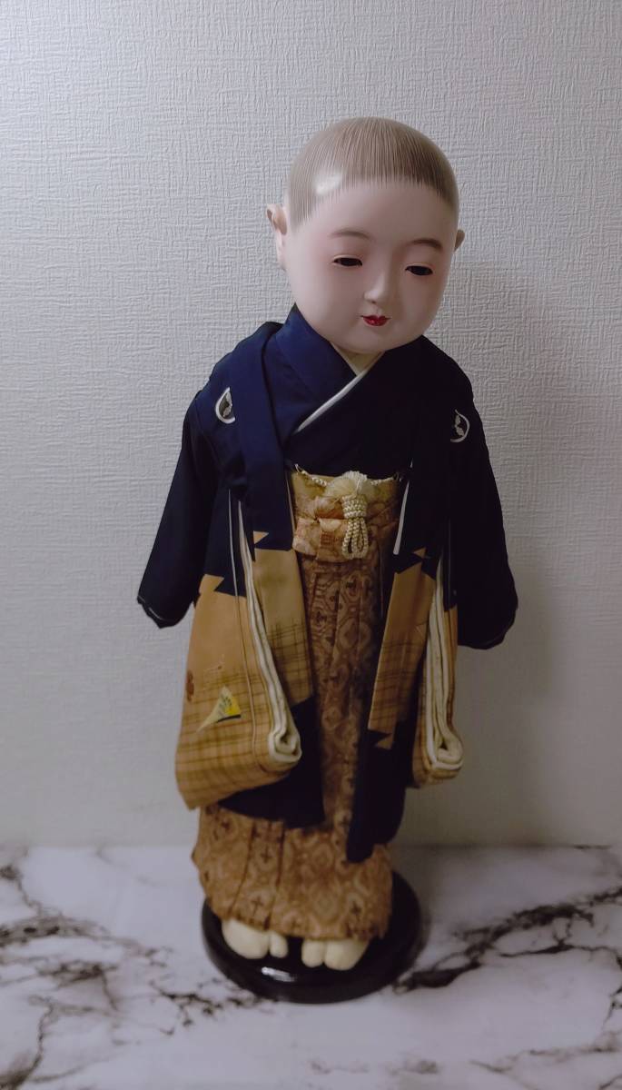 nn0505 市松人形 光龍 風作品 80年前 高さ約 52cm 男児 日本人形