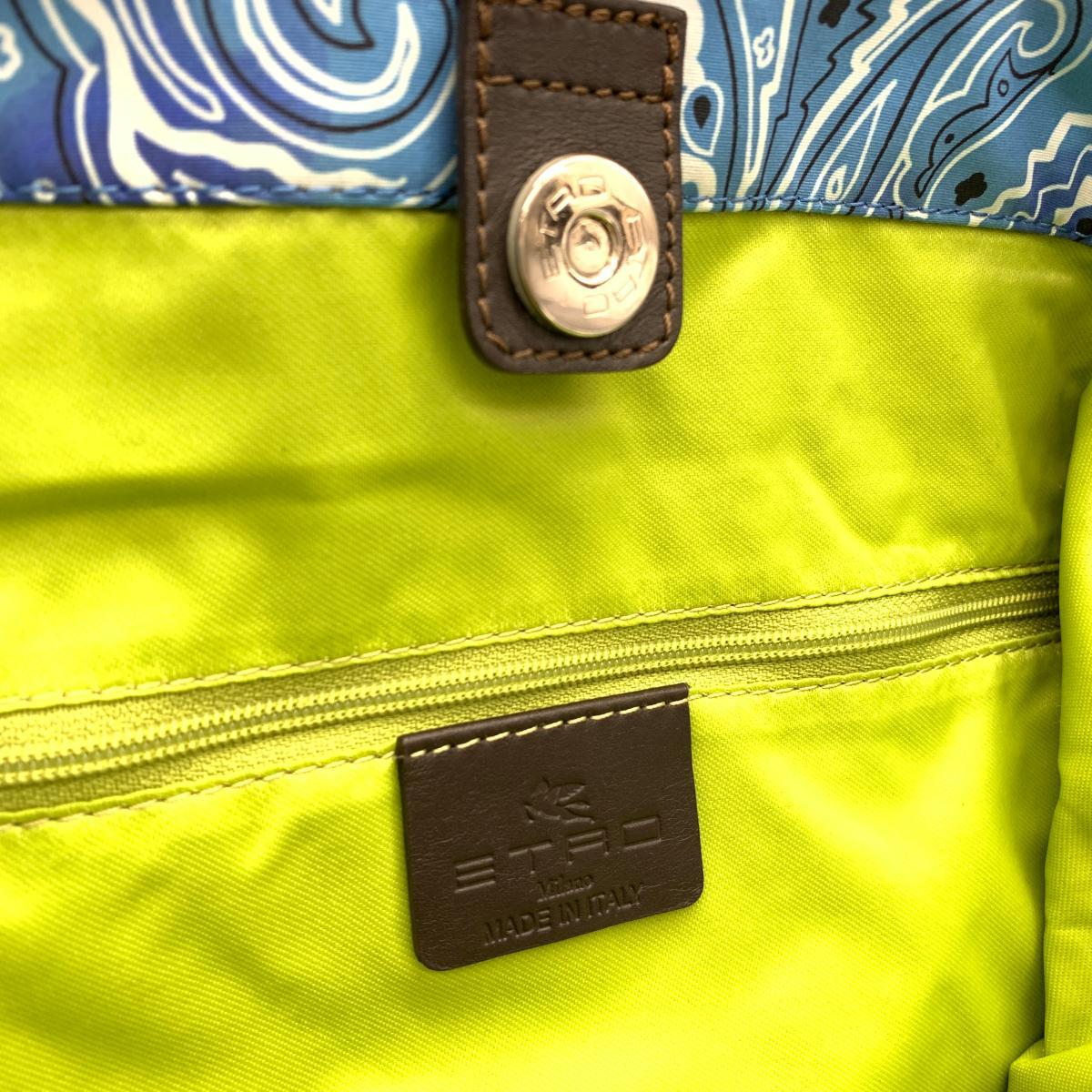 美品◇ETRO エトロ 2WAYトートバッグ◇ blue/青/ブルー/ペイズリー柄 