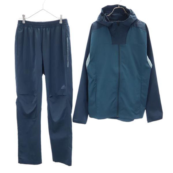 アディダス 上下 セットアップ ワンポイントロゴ ウインドブレーカー 上下 セットアップ M 深緑×青系 adidas メンズ 220929