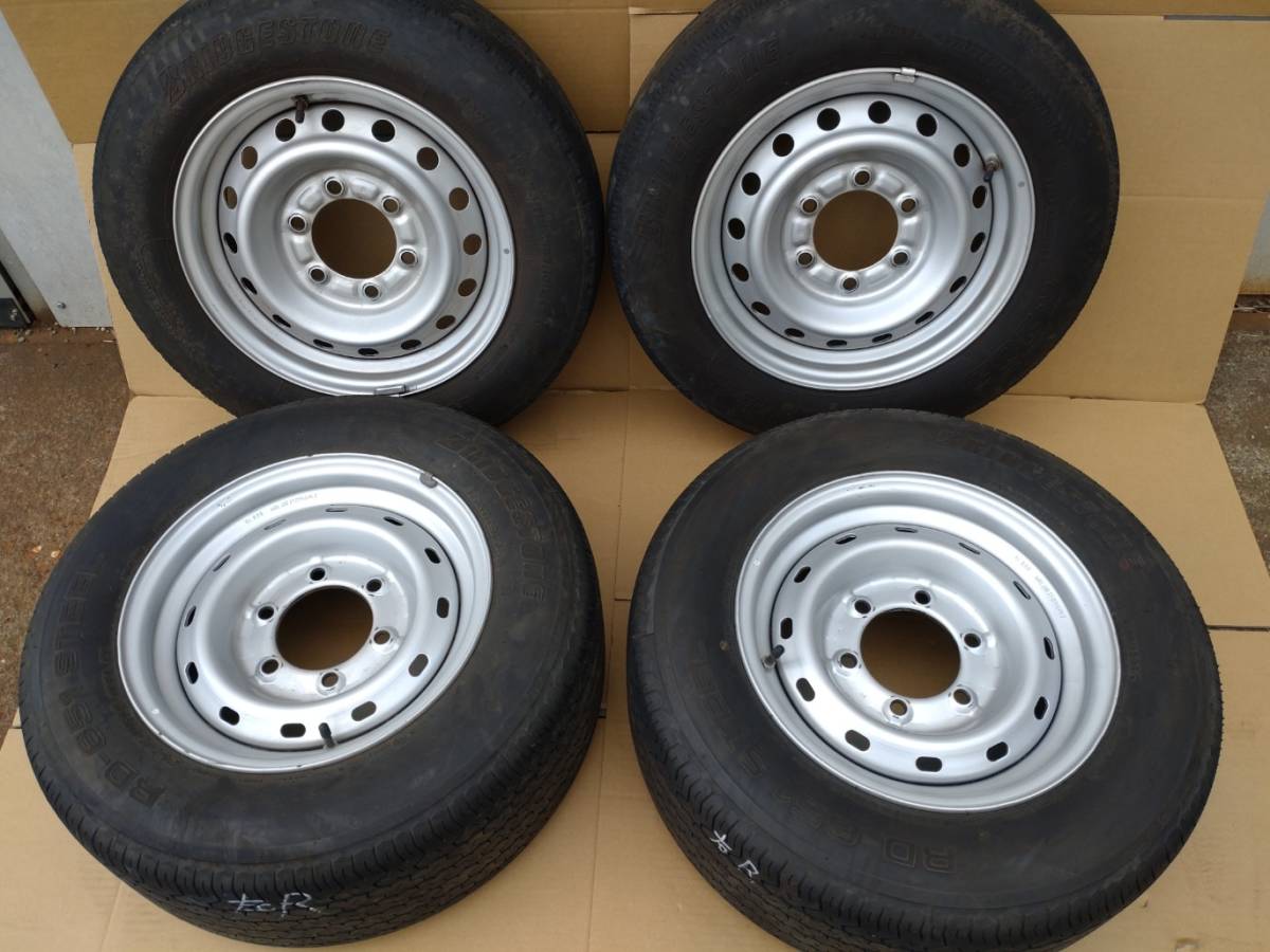 トヨエース(スーパーシングルジャストロー)1．5t用中古 純正ホイール&タイヤ(1台分) 4本セット フロント 175／75R15 リア 265／50R14