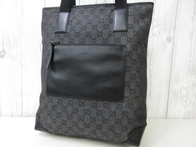 【美品】GUCCI グッチ　トートバッグ　キャンバス　レザー　ブラック　肩掛け 極美品 GUCCI グッチ GGキャンバス トートバッグ ハンドバッグ バッグ