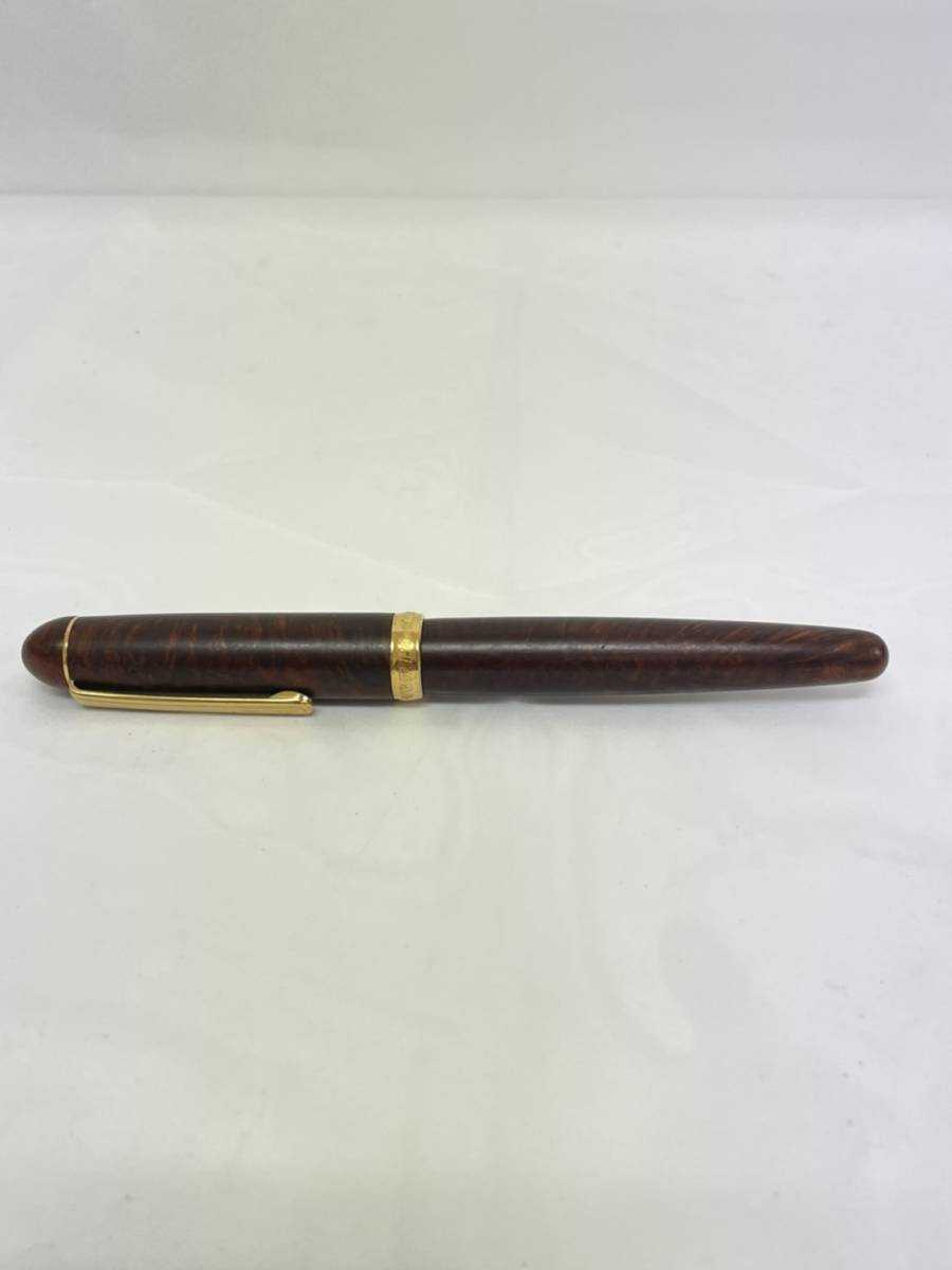 現状品 PLATINUM プラチナ 万年筆 #3776 センチュリー 14K 木目 14金
