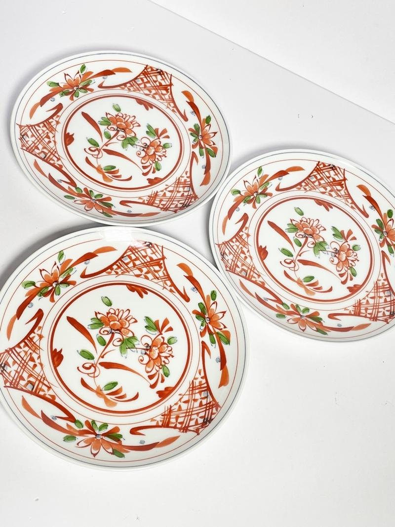 橘吉 たち吉 和食器 三客 花絵図 直径21cm 和皿 和風 陶器製 食器