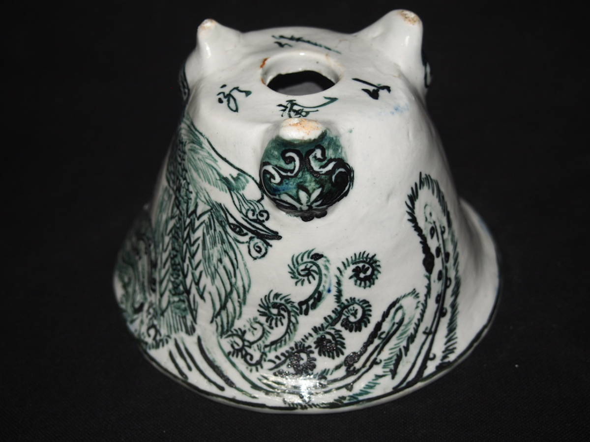 大和魂』【谷嵐山①】染付鳳凰鈴虫図外縁猫脚下方丸蘭鉢・径11.4cm