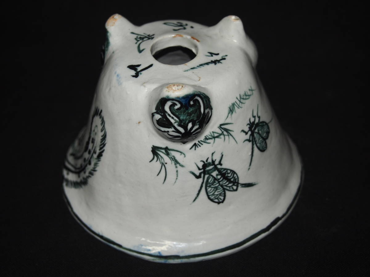 大和魂』【谷嵐山①】染付鳳凰鈴虫図外縁猫脚下方丸蘭鉢・径11.4cm