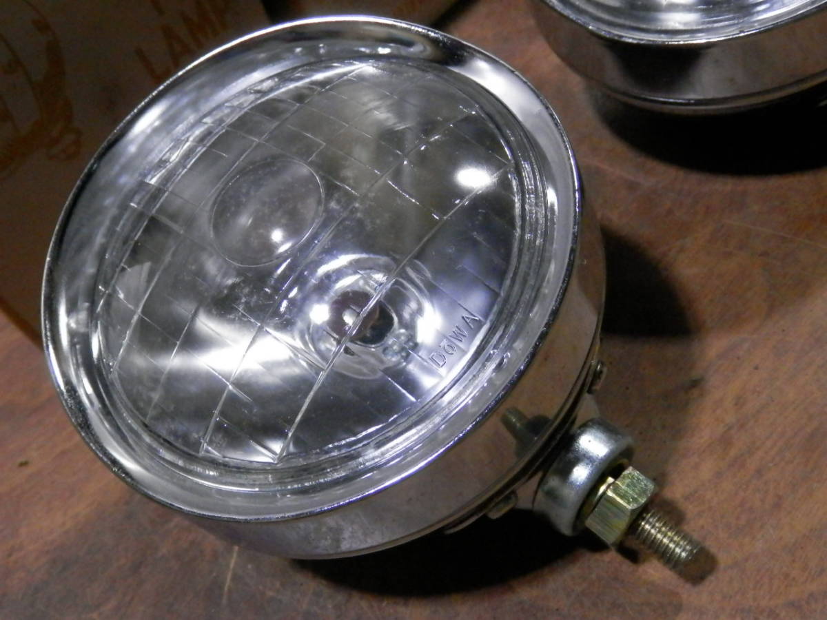 DSオートアクセサリーズ 丸型 フォグ ライト ランプ ガラス クリア レンズ メッキ 10cm 2個 DOWA 100mm 旧車 丸目 加工