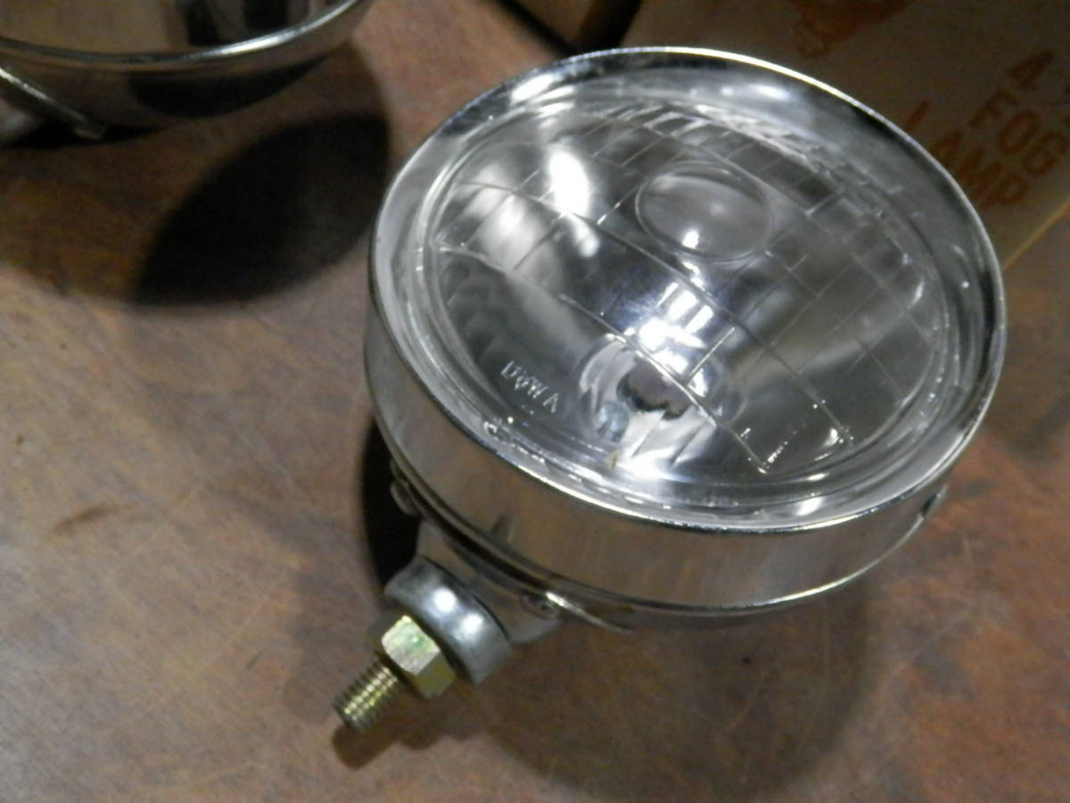 DSオートアクセサリーズ 丸型 フォグ ライト ランプ ガラス クリア レンズ メッキ 10cm 2個 DOWA 100mm 旧車 丸目 加工