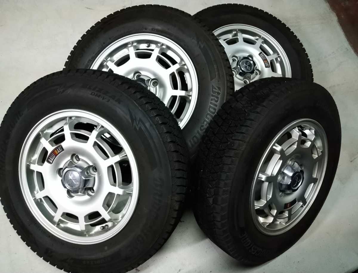 パジェロミニ 175&frasl;80R15 中古 114.3&frasl;5H ET42■ (スタッドレス) 中古　三菱パジェロミニ　スタッドレスホイールセット　175/80R15 ブリヂストン　DM-V3 19年製　純正アルミホイール　ラリーアート　　　