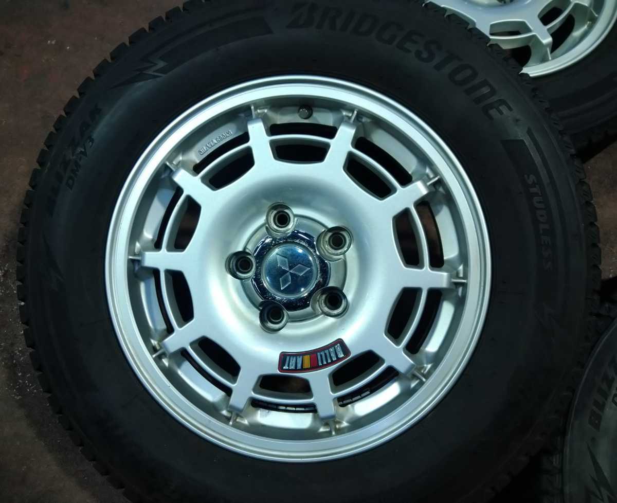 パジェロミニ 175&frasl;80R15 中古 114.3&frasl;5H ET42■ (スタッドレス) 中古　三菱パジェロミニ　スタッドレスホイールセット　175/80R15 ブリヂストン　DM-V3 19年製　純正アルミホイール　ラリーアート　　　