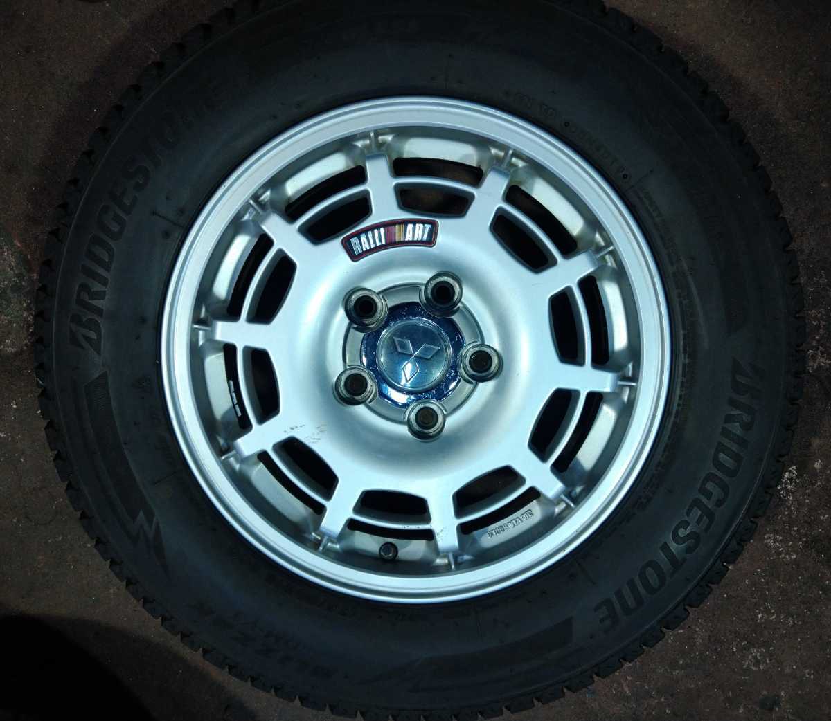 パジェロミニ 175&frasl;80R15 中古 114.3&frasl;5H ET42■ (スタッドレス) 中古　三菱パジェロミニ　スタッドレスホイールセット　175/80R15 ブリヂストン　DM-V3 19年製　純正アルミホイール　ラリーアート　　　