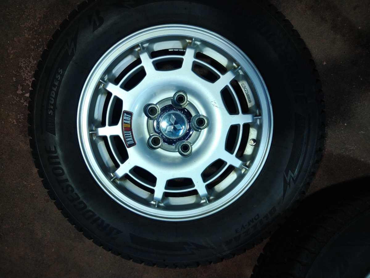 パジェロミニ 175&frasl;80R15 中古 114.3&frasl;5H ET42■ (スタッドレス) 中古　三菱パジェロミニ　スタッドレスホイールセット　175/80R15 ブリヂストン　DM-V3 19年製　純正アルミホイール　ラリーアート　　　