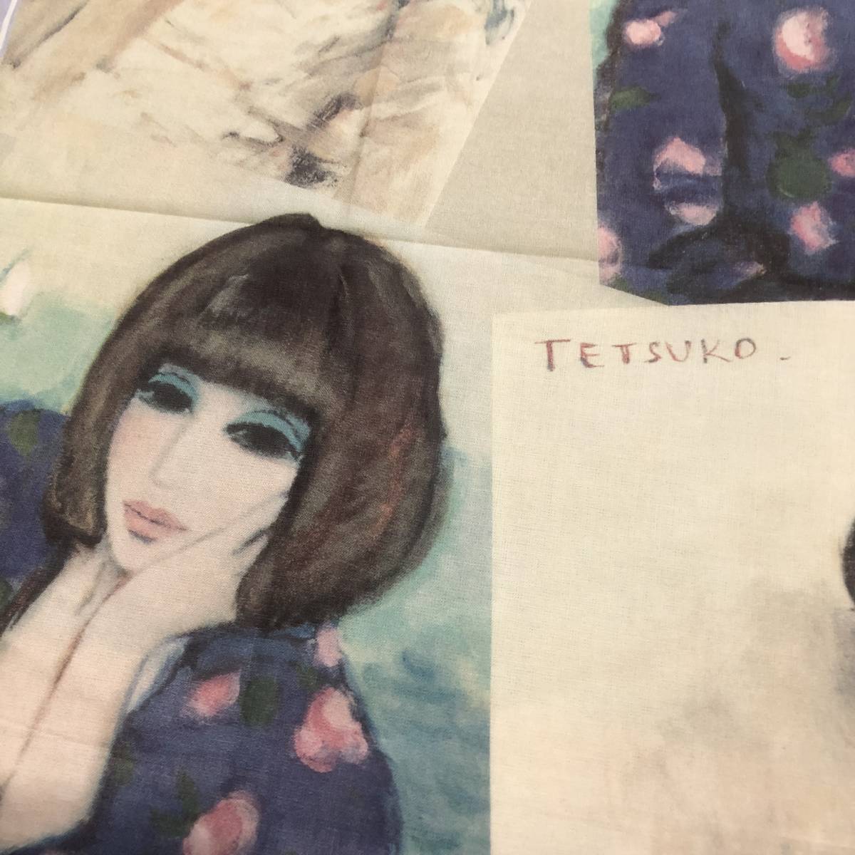 黒柳徹子さん TETSUKO CASSIGNEUL TOKYO 81 ハンカチ スカーフ 自画像