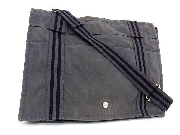 エルメス ニューフールトゥ バサス PM グレー キャンバス 斜め掛け 