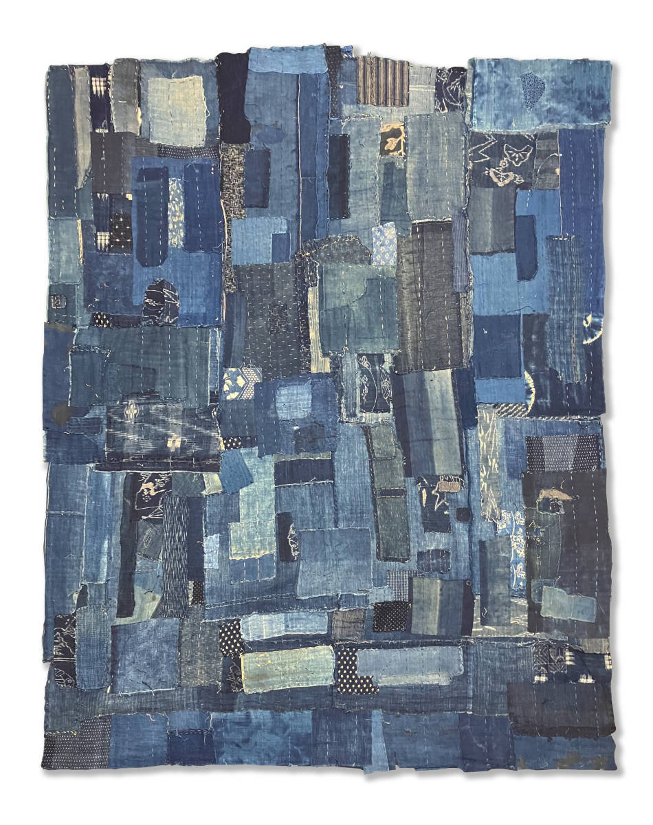 襤褸 古布 藍染 浅葱染 型染 木綿 縞 刺し子 絣 継ぎ接ぎ 布団皮