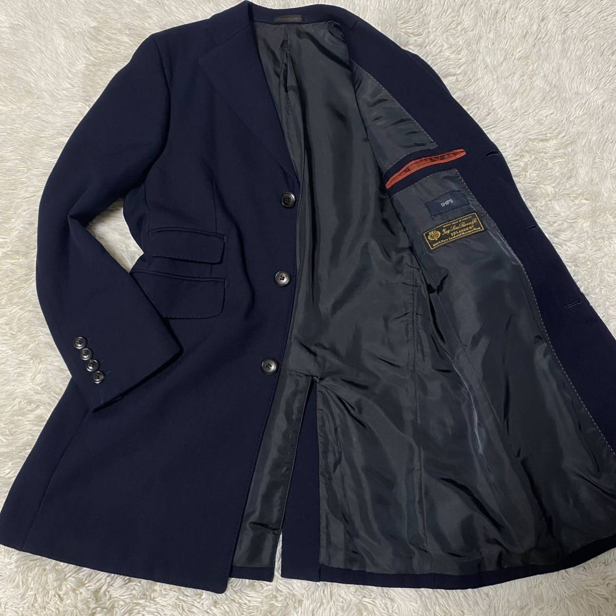 未使用級 シップス×ロロピアーナ チェスターコート テーラードジャケット【極上の存在感】SHIPS Loro Piana ネイビー M相当 チェスターコート Loro ロロピアーナ これぞ贅の極み◎極上カシミヤ100%「Loro カシミヤ100％ 長袖