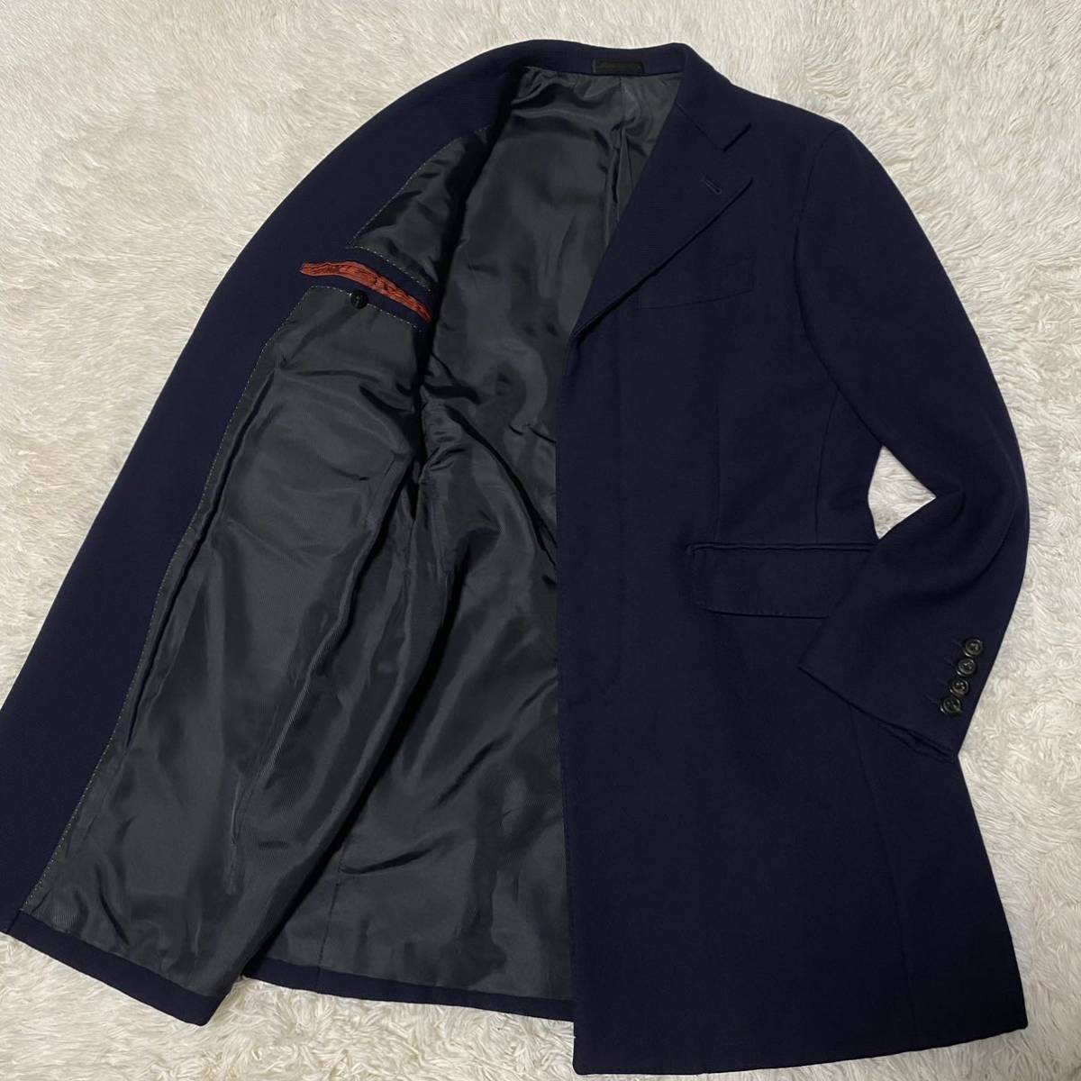 未使用級 シップス×ロロピアーナ チェスターコート テーラードジャケット【極上の存在感】SHIPS Loro Piana ネイビー M相当 チェスターコート Loro ロロピアーナ これぞ贅の極み◎極上カシミヤ100%「Loro カシミヤ100％ 長袖