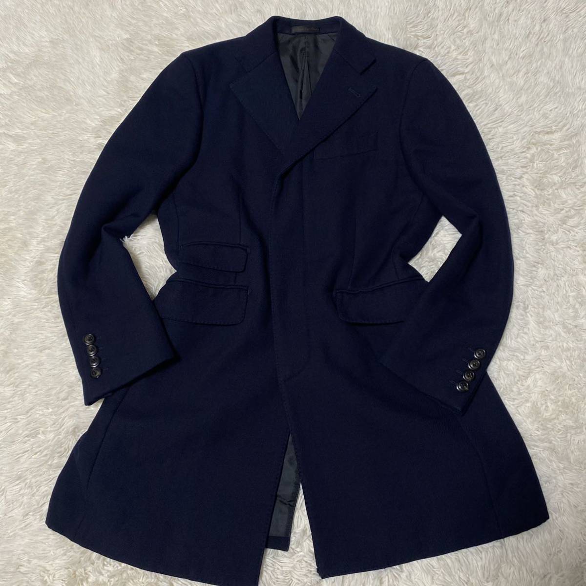 未使用級 シップス×ロロピアーナ チェスターコート テーラードジャケット【極上の存在感】SHIPS Loro Piana ネイビー M相当 チェスターコート Loro ロロピアーナ これぞ贅の極み◎極上カシミヤ100%「Loro カシミヤ100％ 長袖
