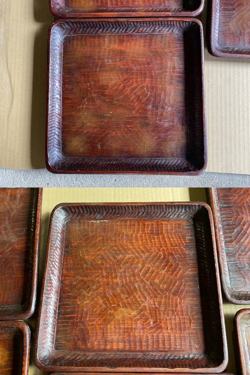 完売❣️伝統工芸 讃岐彫 四方盆5客 讃岐盆 会席膳