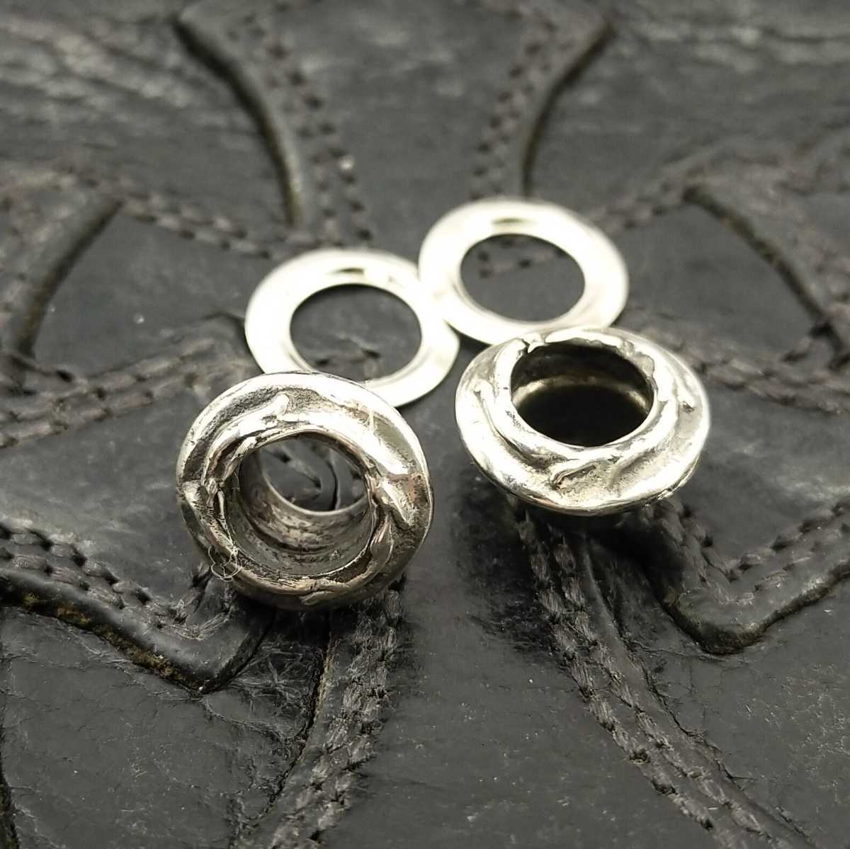 クロムハーツ(N3) レア! 厚さ約2ｍｍまで 2個セット! グロメット 修復済み! 純正パーツ レザーブレス 補修用 正規品　ハトメ　カシメ