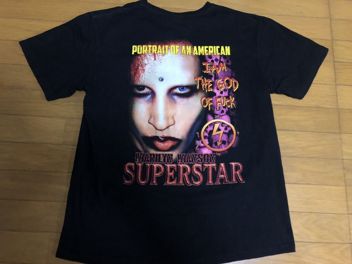 送料無料，セール XL 90s〜00s marilyn manson superstar Tシャツ マリリンマンソン anvil nirvana sonic youth guns レッチリ メタリカ バンド 古着(Tシャツ)｜売買されたオークション情報、yahooの商品情報をアーカイブ公開 - オ Tシャツ