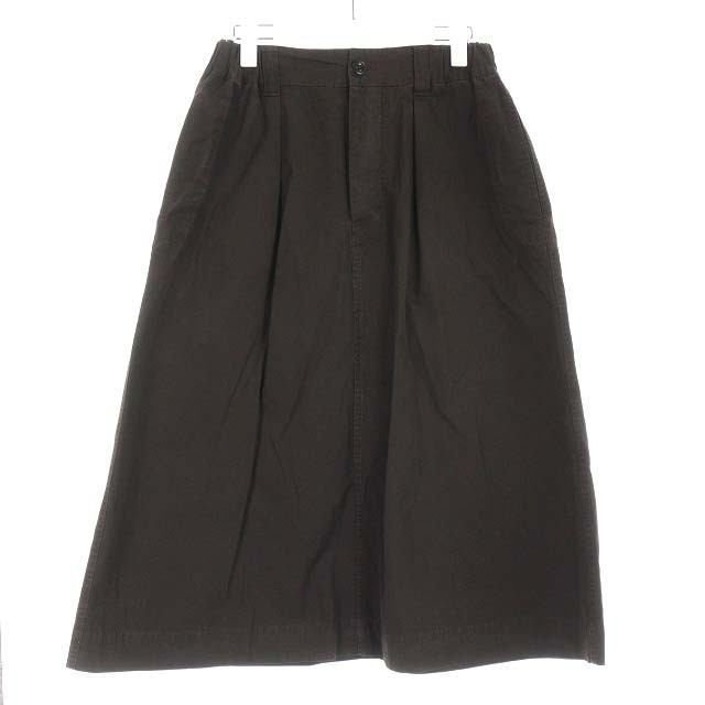 マーガレットハウエル MHL. 21SS FINE COMPACT COTTON POPLIN フレアスカート ロング コットン タック 2 M 茶 ブラウン レディース